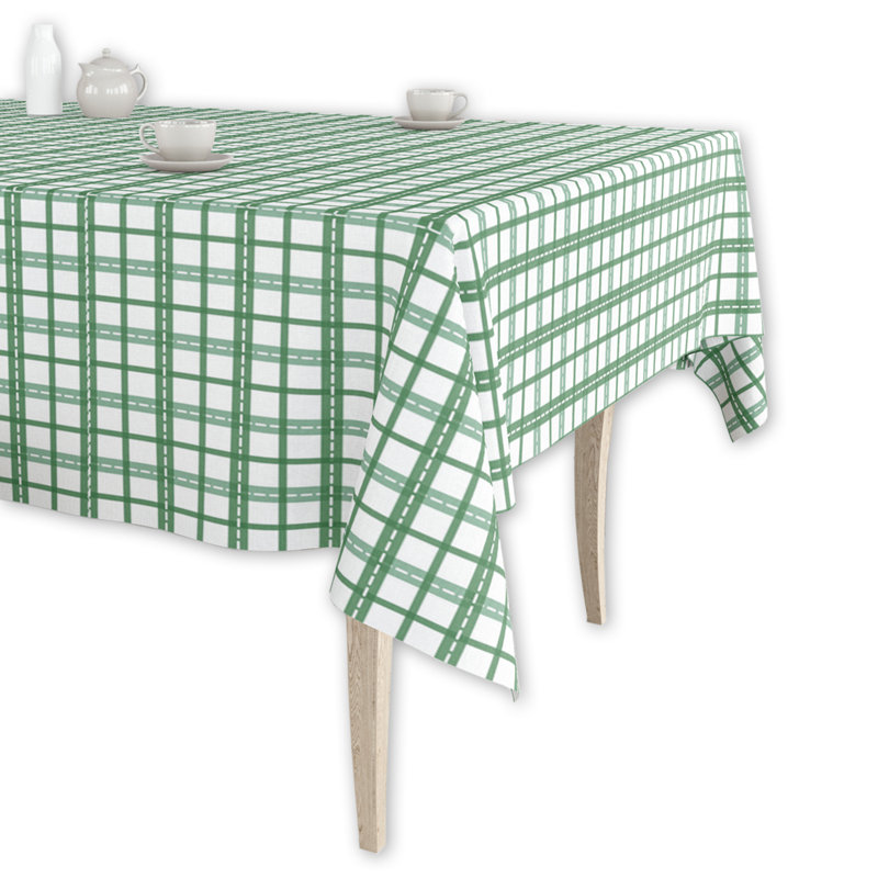 Colgin Plain 100% Cotton Christmas Tablecloth, Green, 84" L