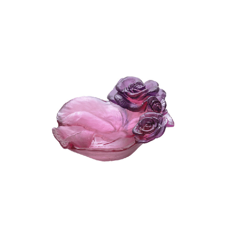Rose Passion Handmade Crystal Decorative Bowl, Red/Purple