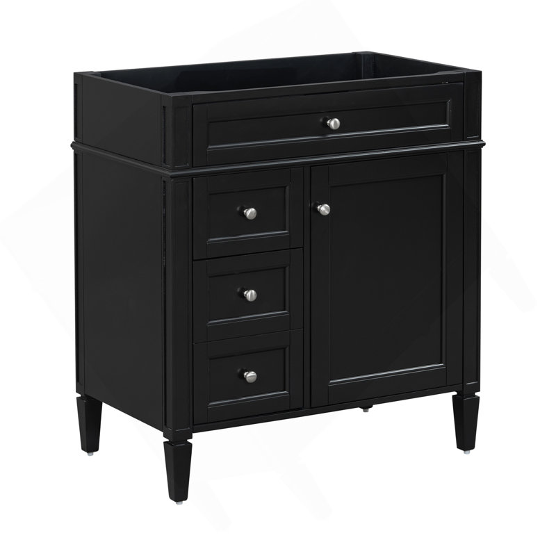 Meuble-lavabo de salle de bain de 30 po sans lavabo supérieur, armoire de rangement moderne avec 2 tiroirs et un tiroir rabattable (BASSIN INCLUS)