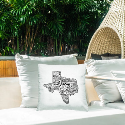 Coussin extérieur Texas State Outline Shape City