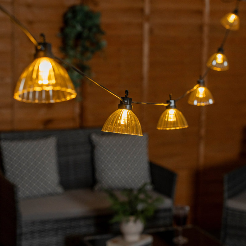 Smoked Pleated LED 6 X Battery Operated Outdoor Ga 520cm LED Battery Powered 6 - Bulb Standard String Light