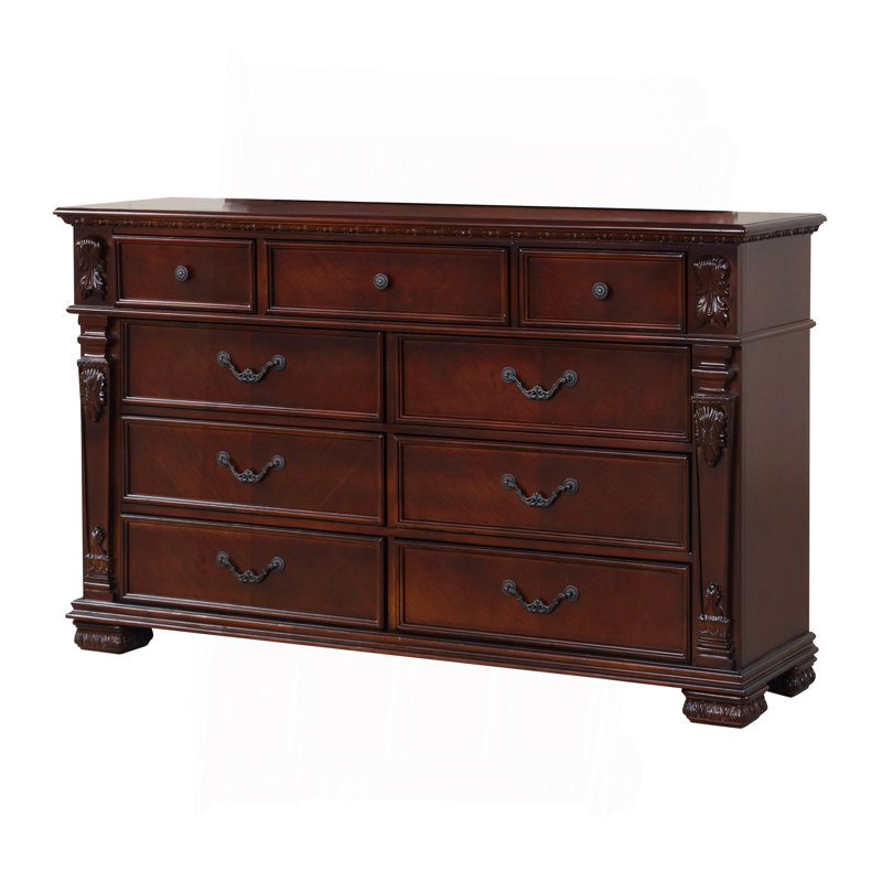 Commode 9 tiroirs Lyndon G09400-D, cerise