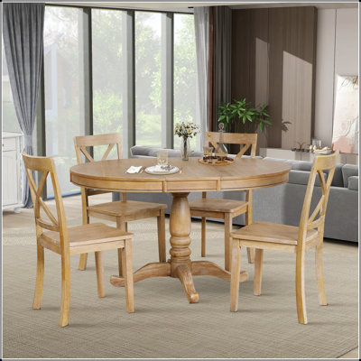 Dining Table Set for 4,Round Table and 4 Kitchen Room Chairs