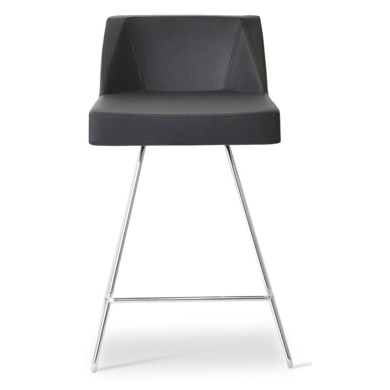 Prisma Counter Wire Stool in Chrome, Black