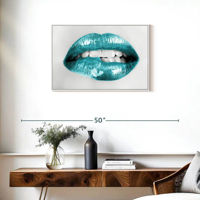 Bouche à lèvres, Cadre flottant blanc, 31 po x 21 po