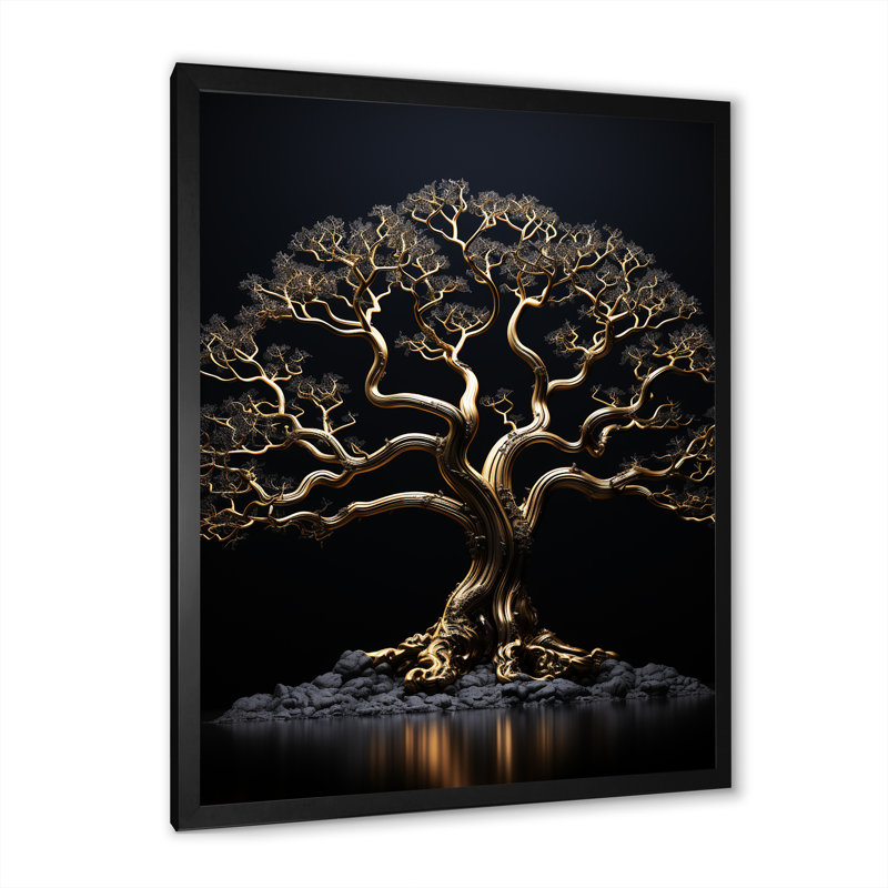 Baobab noir avec ambiance - arbre Baobab Wall Art Living Room, H 32 po x l 24 po, Cadre photo noir
