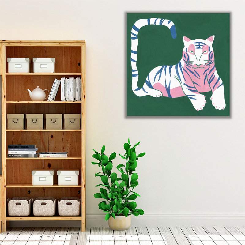 Graphic White Tiger II - Canvas Print Wall Art, 16" H x 16" W