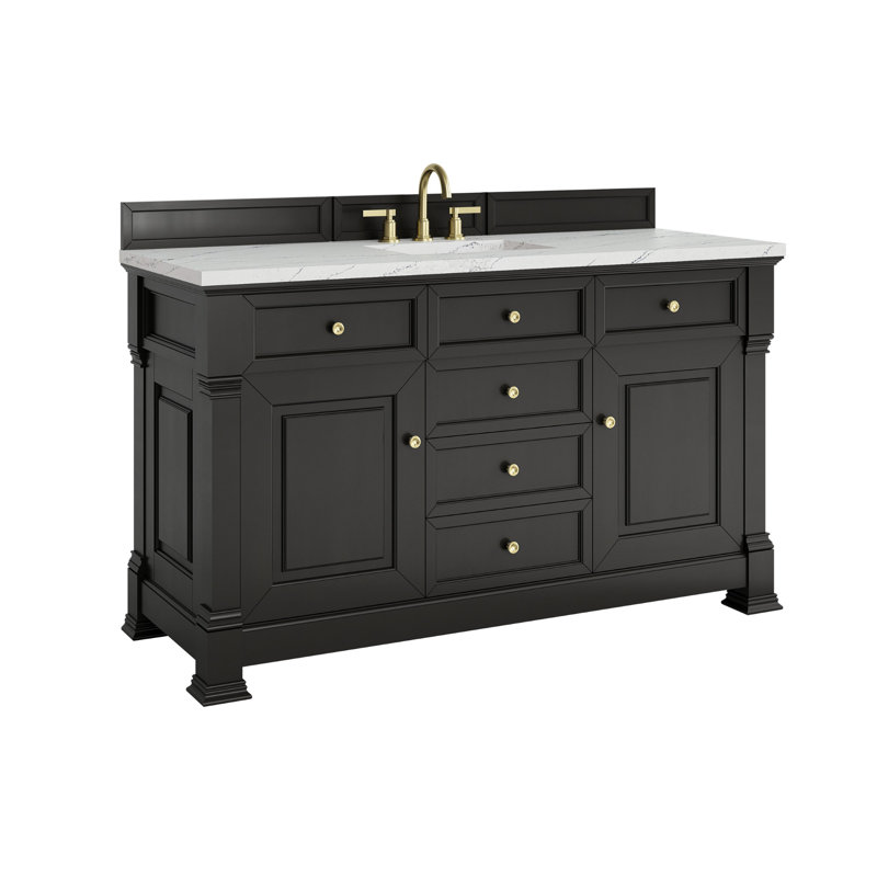 Meuble-lavabo simple l 60 po Brookfield, À entraxe, Noir onyx, Noctis éthéré