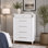 Grande commode à 5 tiroirs avec tiroir à bijoux Ruvie, bois blanc