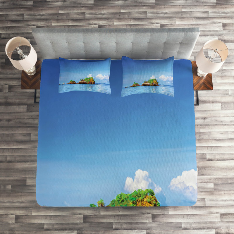 Island Rustic Polyester Coverlet, King Bedspread + 2 Shams