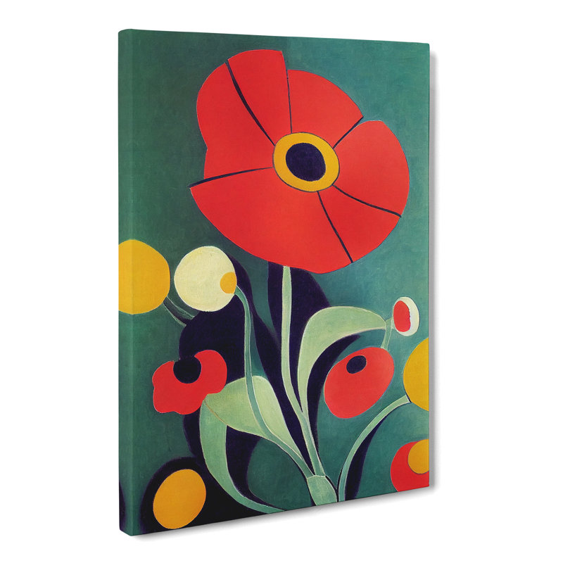 Baggara Poppy Flower Retro Vol.1 - Wrapped Canvas, 60cm H x 40cm W x 3cm D