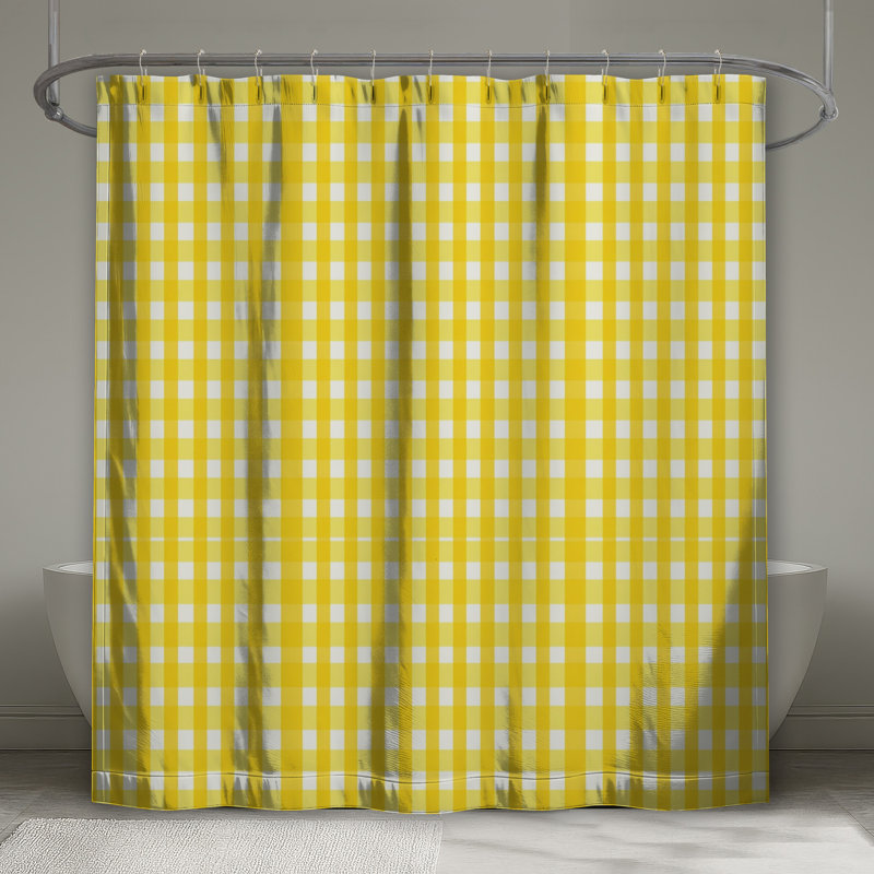 Rideaux de douche jaunes et blancs en vichy extra longs, L 70 po x H 93 po