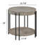 Table de bout ronde contemporaine avec tablette de rangement 1pc, brun noir, brun clair et beige