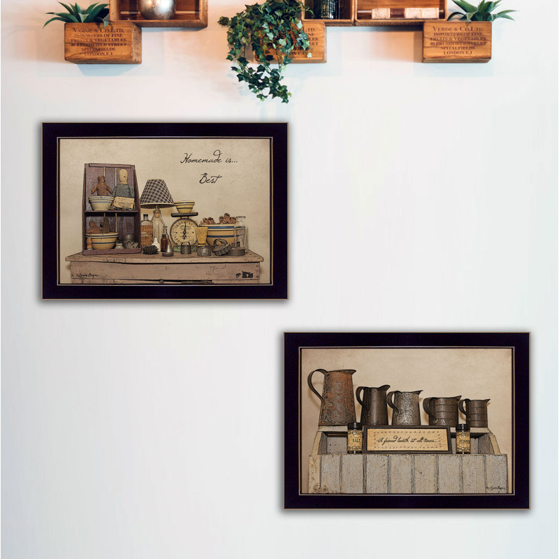 "Home Homest is Best", art mural encadré 2 pièces pour salon, décoration murale par Susie Boyer, Cadre noir