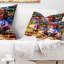 Tigre sur un motif de briques abstraites - Coussin décoratif imprimé abstrait