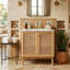 Meuble-lavabo moderne de 30 po avec lavabo, meuble de rangement en bambou naturel avec rotin fait à la main et charnières à fermeture en douceur, 3 couleurs-27906463
