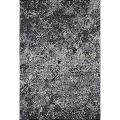 Premium Machine Washable Prisco Black Rug