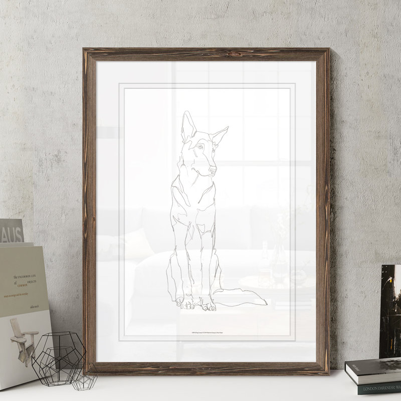 « dog contour i » par paul cezanne-cadre photo, reproduction d’art, H 30 po x l 22 po x P 1,25 po, Papier encadré moka, Blanc