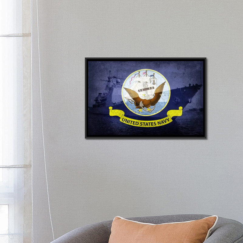 «Flags Ticonderoga-Class Guidé-Missile Cruiser», impression sur toile, H 18 po x l 26 po x P 1,5 po, Toile avec cadre noir