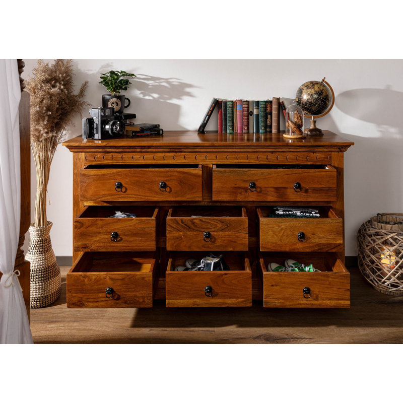 Oxford Solid Wood 145cm W 8 - Drawer Chest of Drawers
