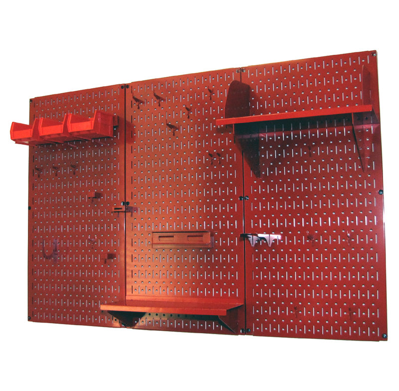 Ensemble de panneau perforé de rangement pour outils standard H 32 po x 48 po, Rouge