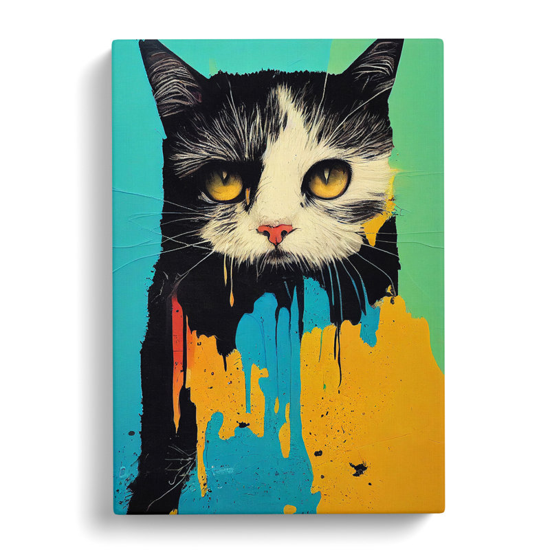 Painted Cat No.3 - Wrapped Canvas, 50cm H x 35cm W x 3cm D