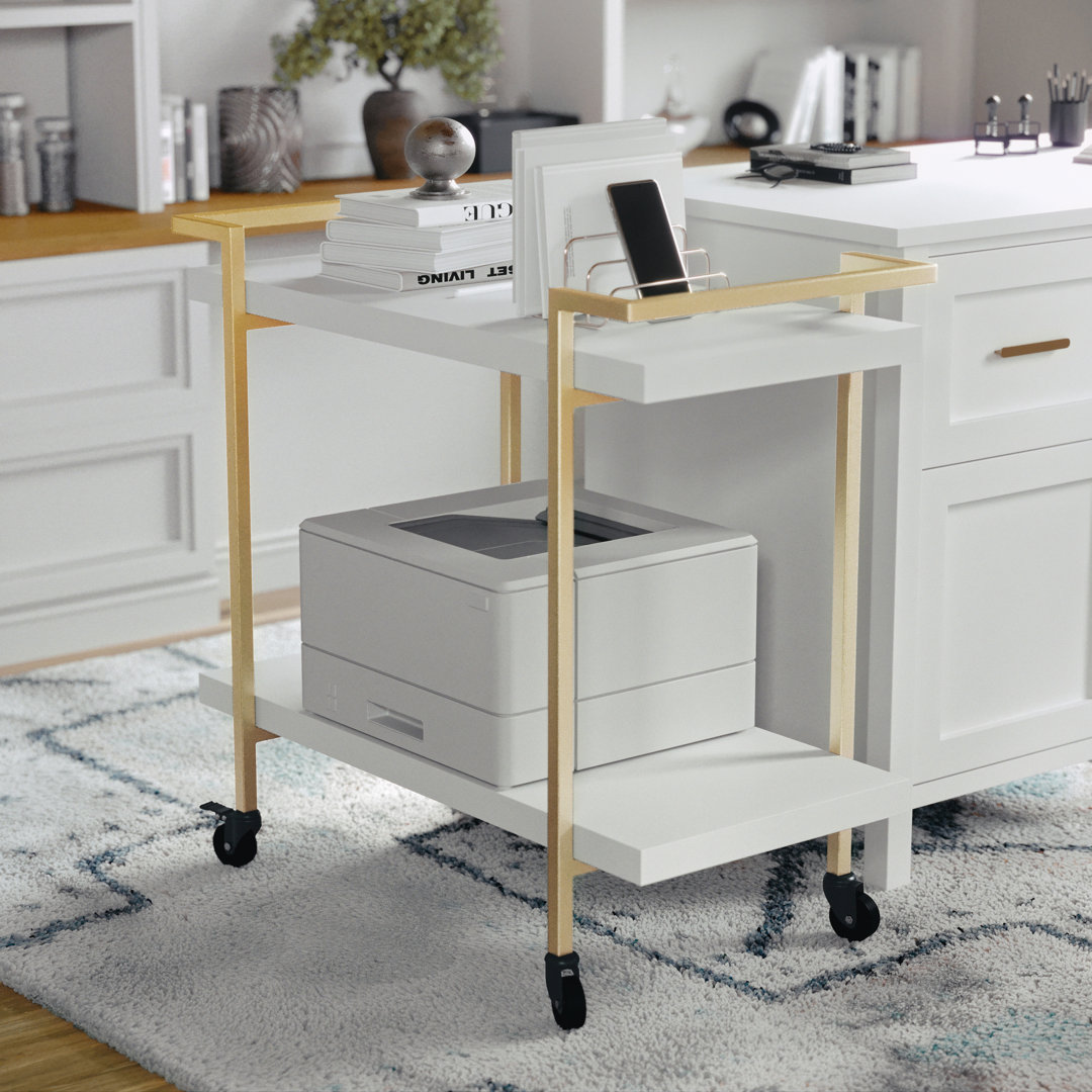 Ulery Martha Stewart Liam Mobile 2 Tier Home Office Printer Cart with Side Storage Martha Stewart Frame 