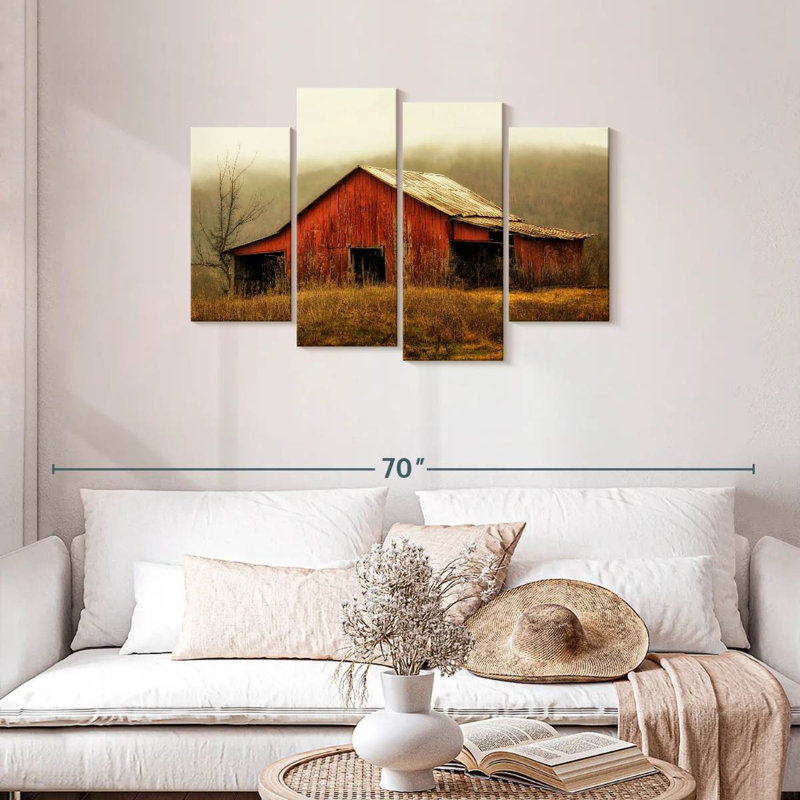 Skylight Barn dans le brouillard, H 27 po x l 43 po