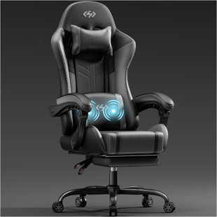 HLDIRECT Gaming Chair with Pocket Spring Cushion, Video Game Chair, Gaming Computer Chair, Ergonomic Chairs with Massage Lumbar Support for Adults, Swivel PU Leather Office Chair