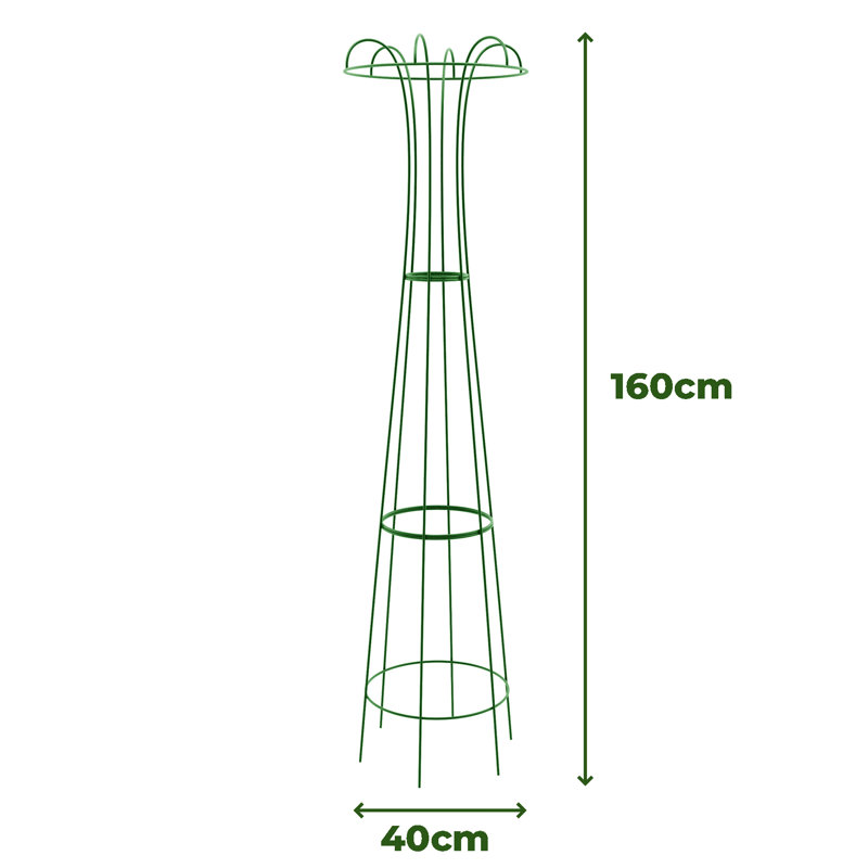 Wilmore Metal Obelisk Plant Support, Green, 160cm H x 40cm W x 40cm D