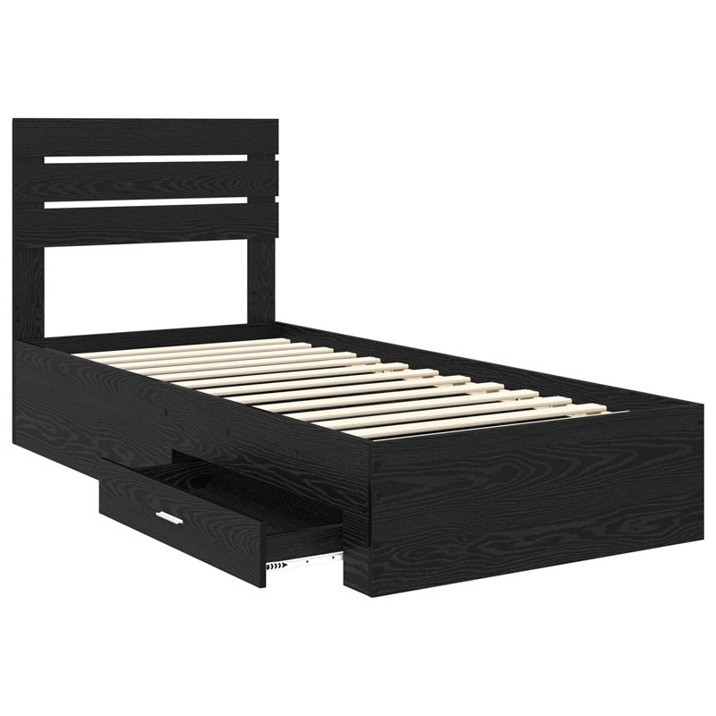 Bed, Black Oak, European Single (90 x 200 cm)