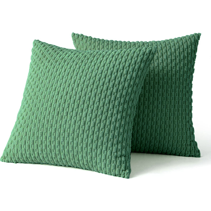 Cozy Throw Pillow Cover 2pcs, Square 18", Dark Green