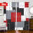 Pcs Modern Geometric Color Block Window Curtains Red Grey White Black Patchwork Pattern Rod Pocket Panels Light Filtering Drapes for Living Room Bedroom Home Office Decor-22125204