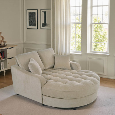 55" Modern Chaise Lounge Sofa Bed Upholstered Sofa Couch With Tufted Seat And Detachable Pillows For Living Room