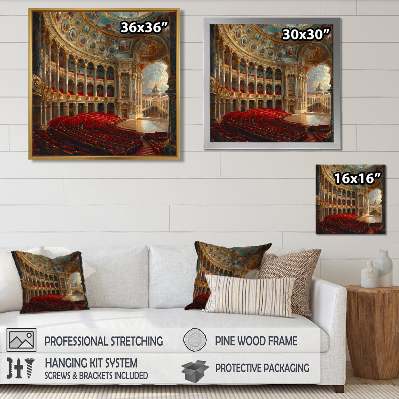 Décoration murale rouge or élégant Opéra - Opéra, H 30 po x l 30 po x P 1 po, Toile encadrée blanche avec une seule photo