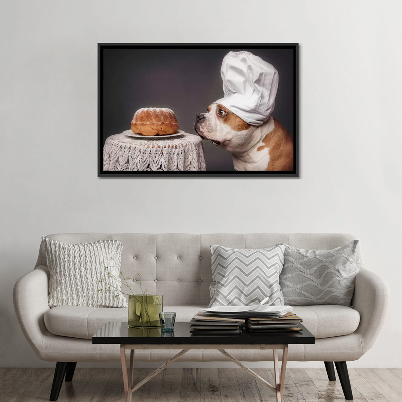 " The Confectioner And His Masterpiece " by Heike Willers, Black Framed Canvas, No Mat, 32" H x 48" W x 1.5" D