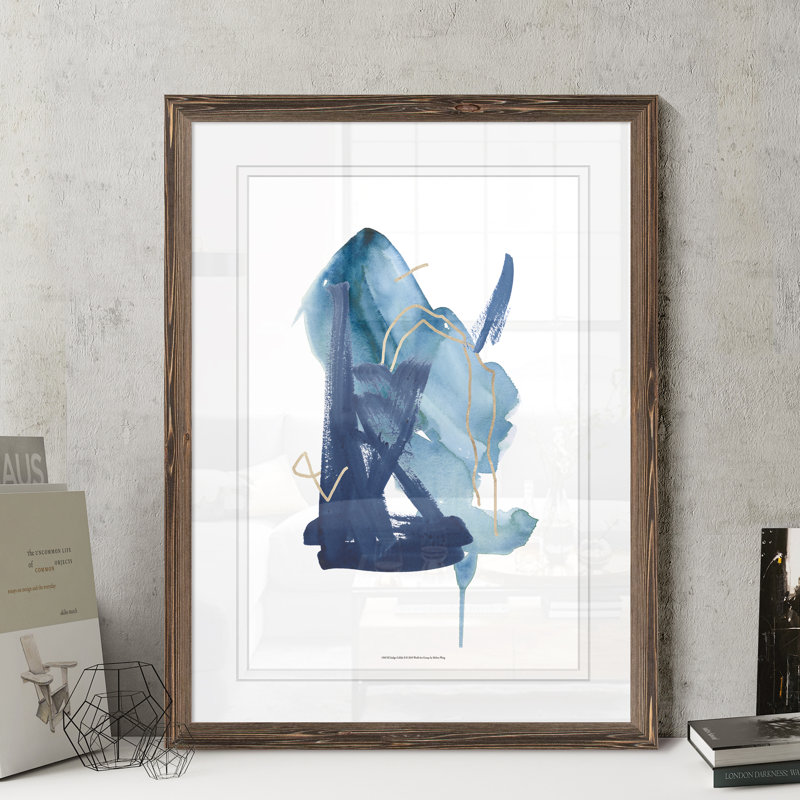 «Indigo Collide II», reproduction d'art encadrée, H 32 po x l 44 po x P 1,3 po, Papier avec encadré espresso
