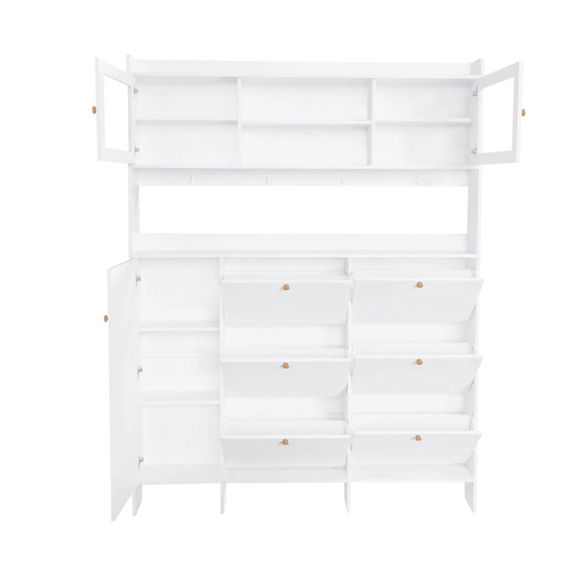Armoire à chaussures polyvalente et moderne avec plusieurs options de rangement et un design élégant, Blanc