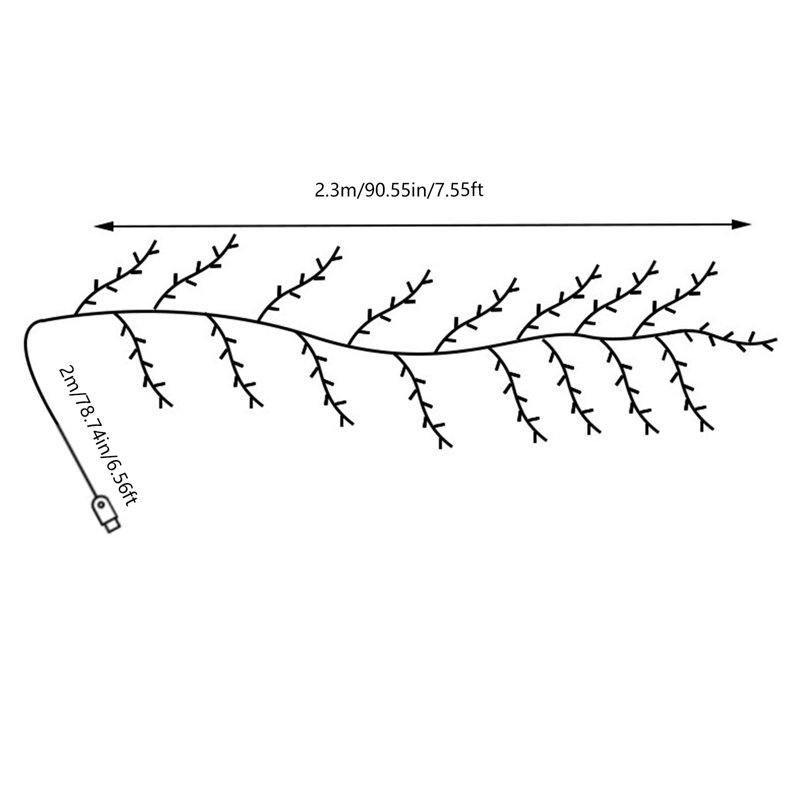 7.55Ft.LED Light Artificial Tree Branches Light Vine-Shaped LED Warm Light Decor