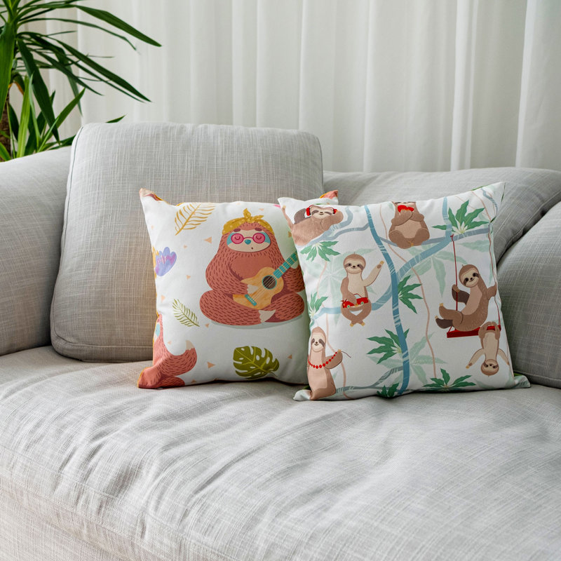 Sloth Animal Print Throw Pillow
