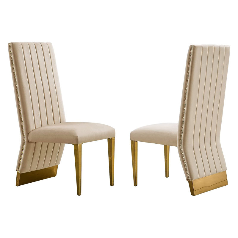 Parsons Chair Dining Chair, Beige, Gold