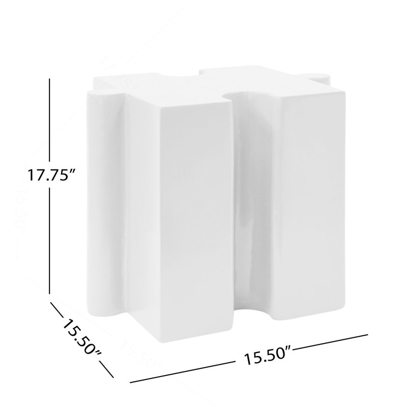 Table d'appoint casse-tête, table modulaire à bord concave MGO, Blanc