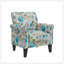 Chaise d'appoint Barnet en bleu pastel et floral gris avec pieds en bois massif-132760925
