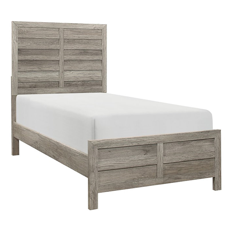 Grand lit standard Erik, Simple, Gris patiné