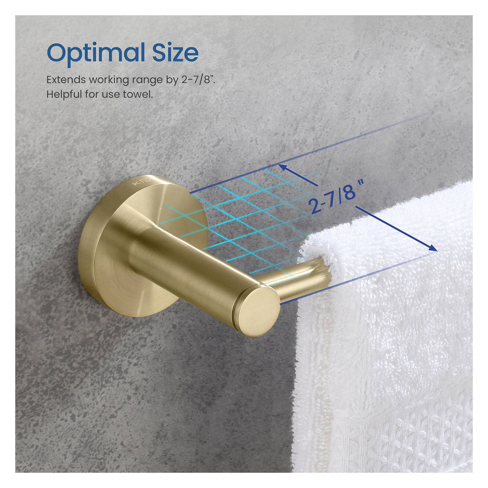 Wall Mounted Towel Bar, 2.13" H x 19.81" W x 2.88" D, Brushed Gold