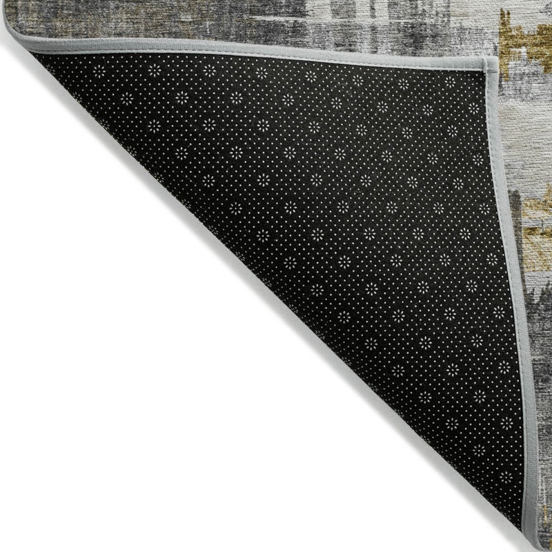3' X 5' Gray And Tan Abstract Washable Indoor Outdoor Area Rug