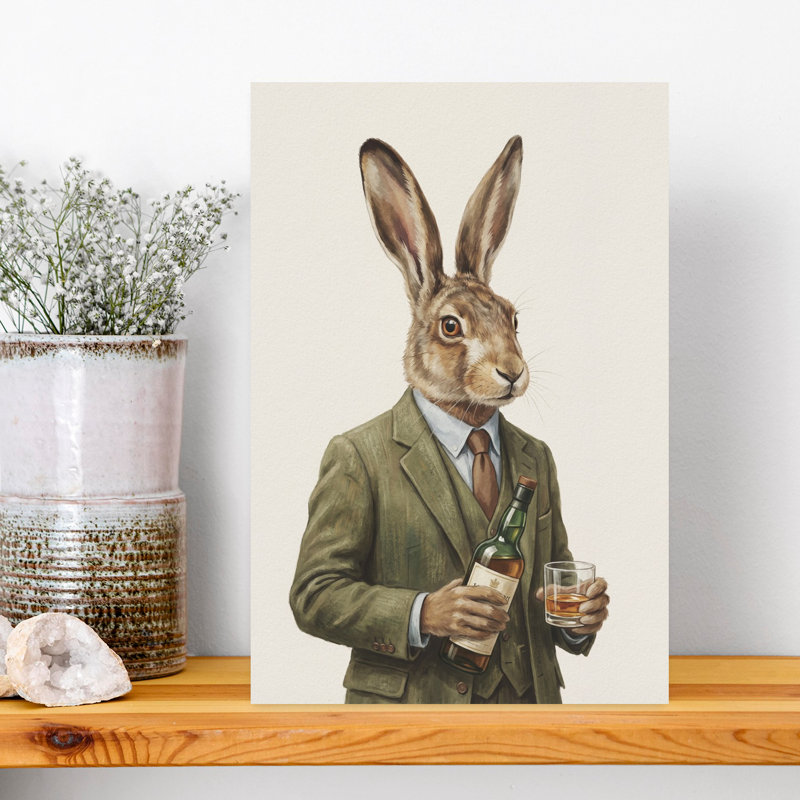 «The Whiskey Hare», art mural contemporain, H 18 po x l 12 po