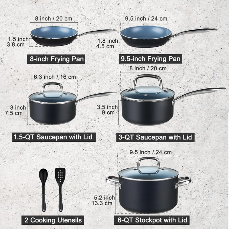Batterie de cuisine antiadhésive en aluminium 10 pièces Cook N Home