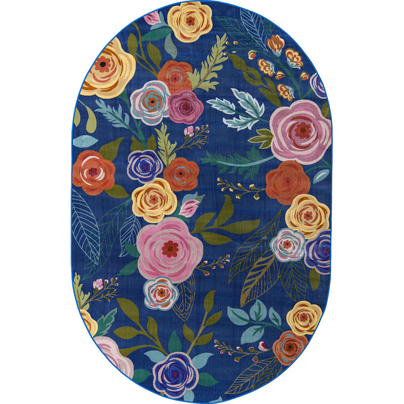 Floral Indoor Rug, Oval 4' x 6'