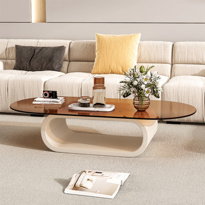 Table basse simple en verre ovale de luxe simple
